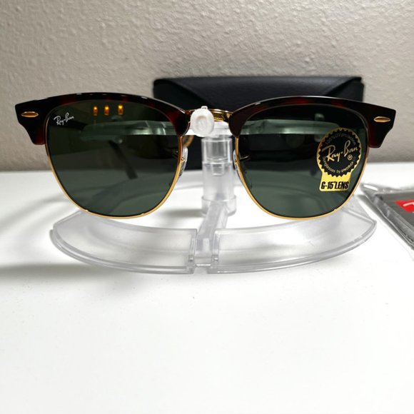 Ray-Ban Clubmaster sunglasses (RB3016). Tortoise on gold frame/green lenses - Picture 2 of 11
